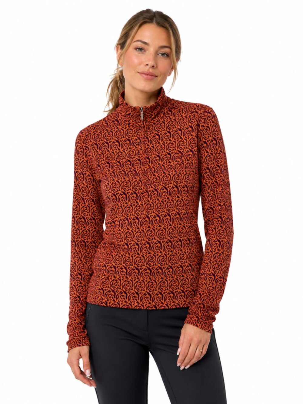 Ibex Juliet Merino Wool Full Zip Sweater Jacket Womens S Orange Purple Paisley